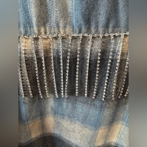 Fashion Nova Plaid Shirt with Beaded Fringe. NWT - Picture 8 of 10
